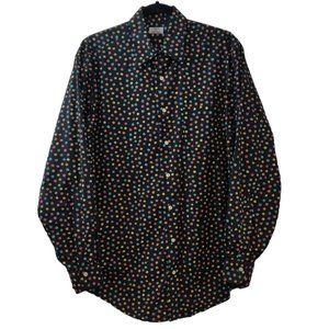 Maus & Hoffman Mens Black Multicolor Circles Button Up Long Sleeve Shirt Top M